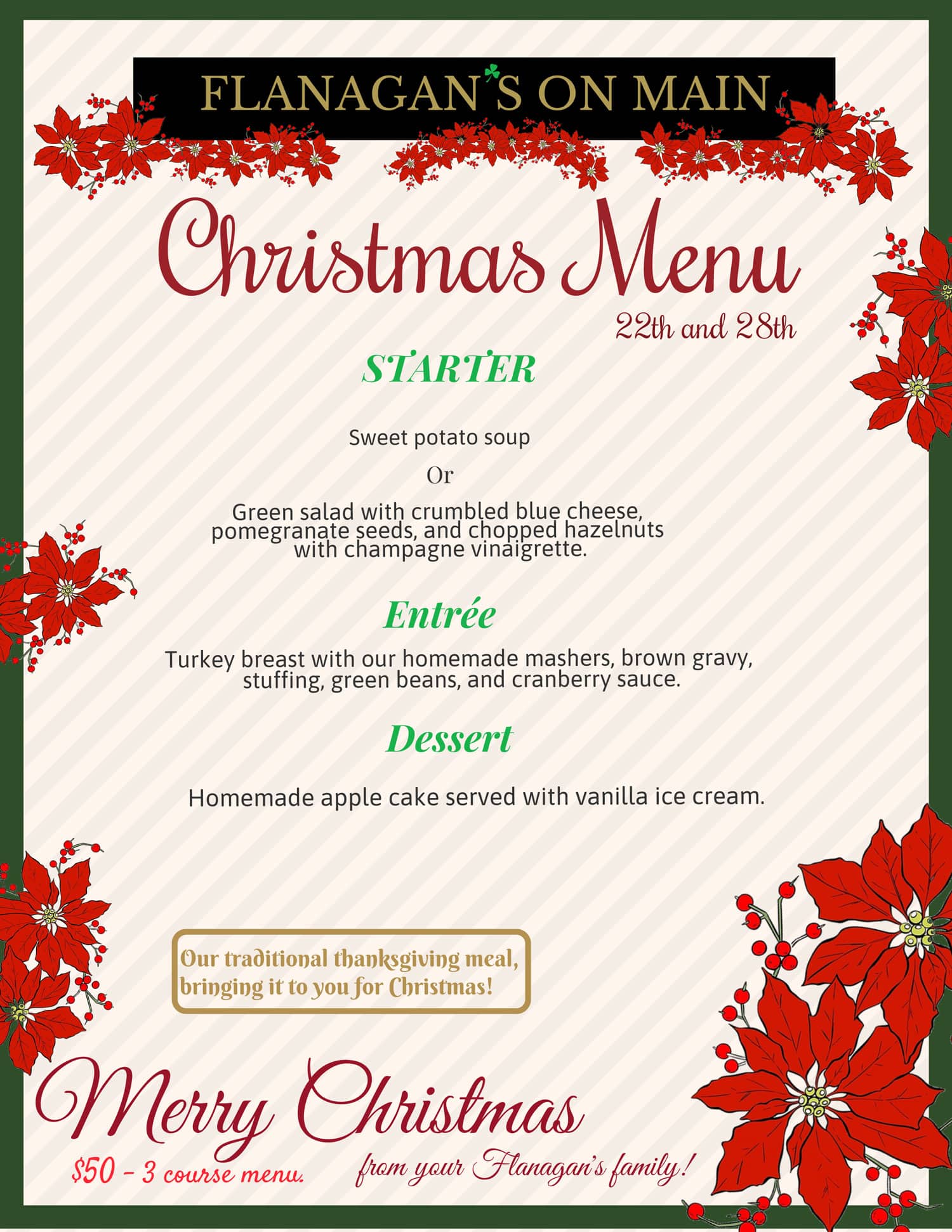 Christmas Menu 2024 Flanagan s On Main